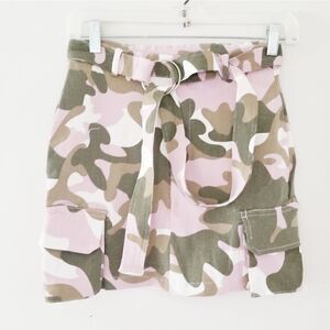 San Joy camo mini skirt with cargo pockets